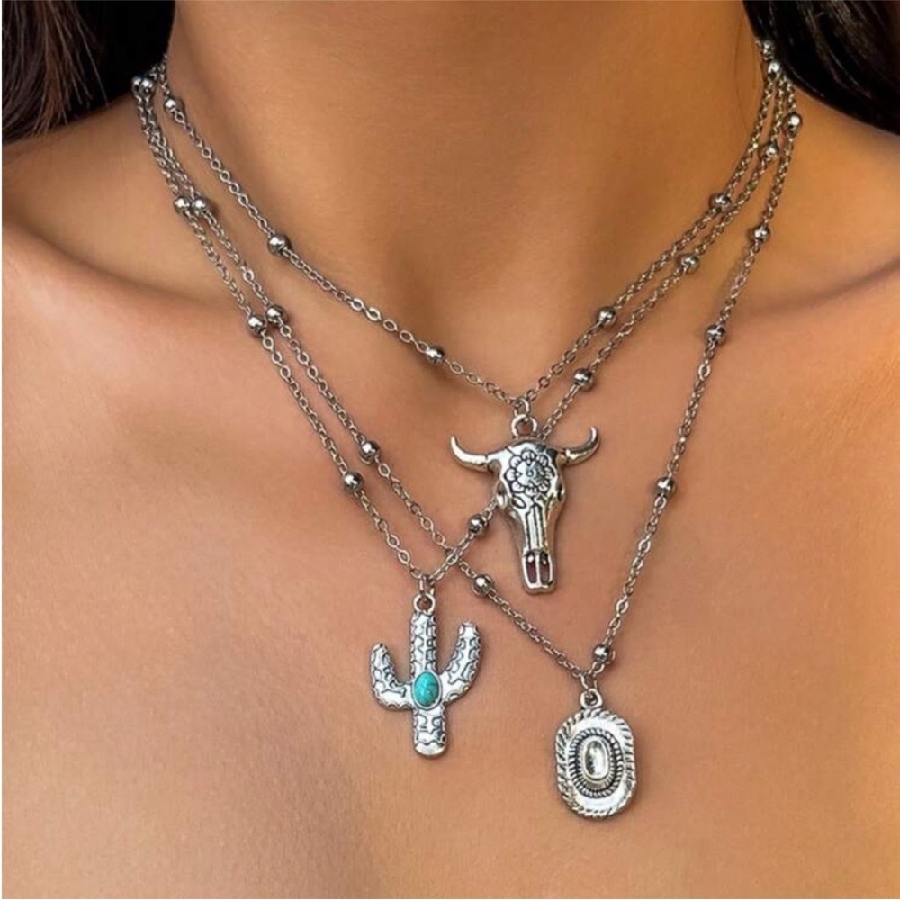 Bohemian Oxidized Silver Necklaces with Turquoise Accents